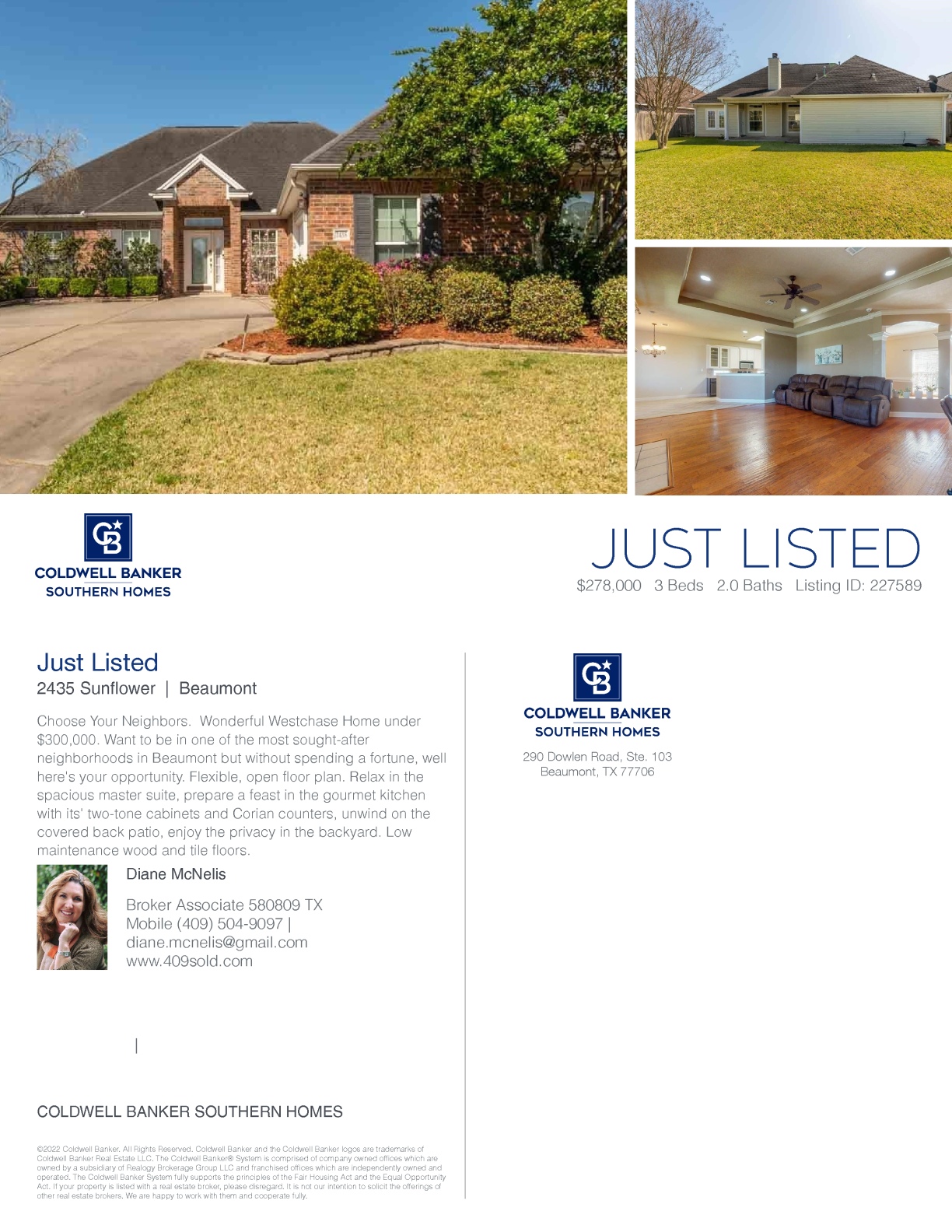 Just Listed Homes in Beaumont Texas. 2435 Sunflower SE Texas